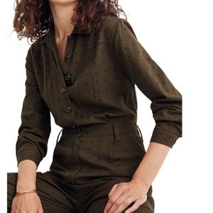 Madewell Olive Polka Dot Jumpsuit